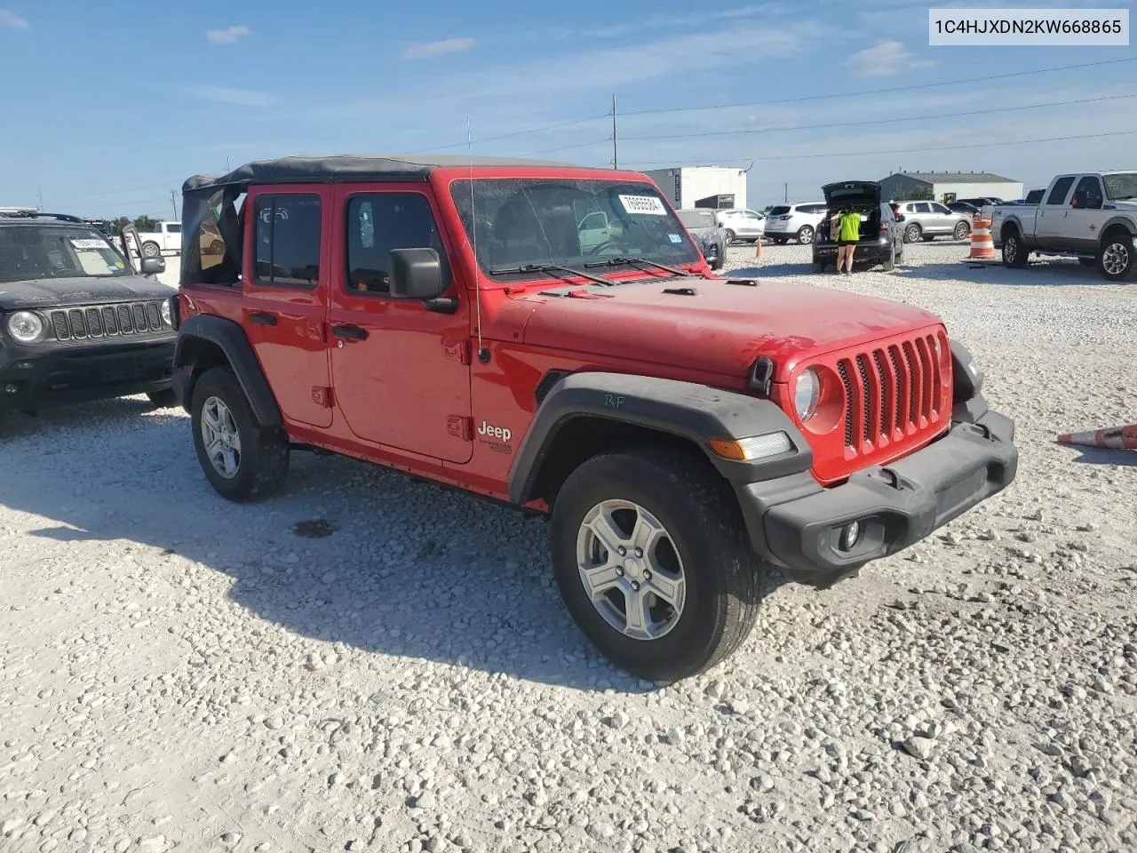 2019 Jeep Wrangler Unlimited Sport VIN: 1C4HJXDN2KW668865 Lot: 76955584