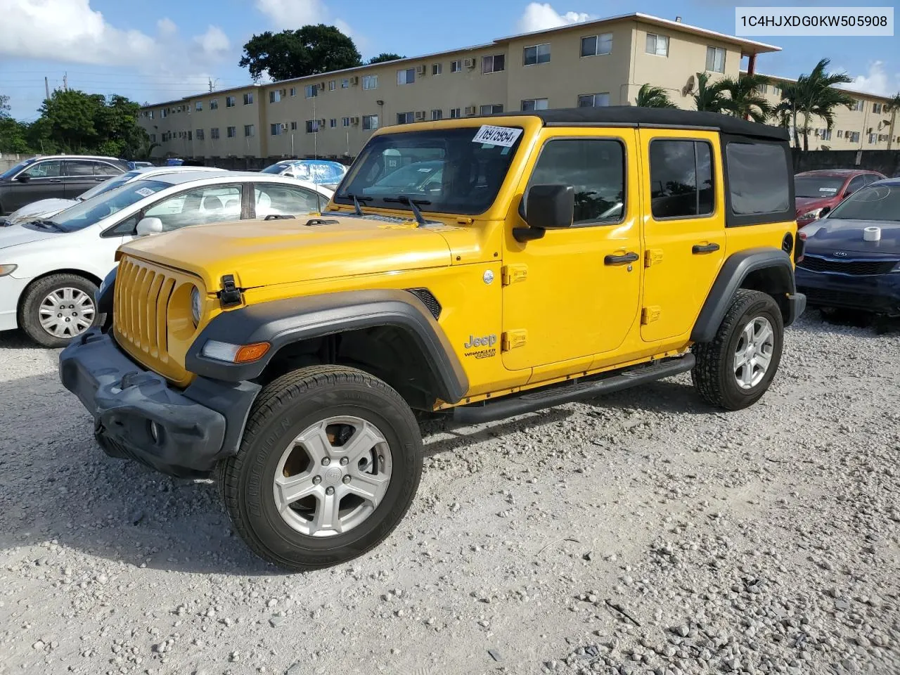 2019 Jeep Wrangler Unlimited Sport VIN: 1C4HJXDG0KW505908 Lot: 76975954