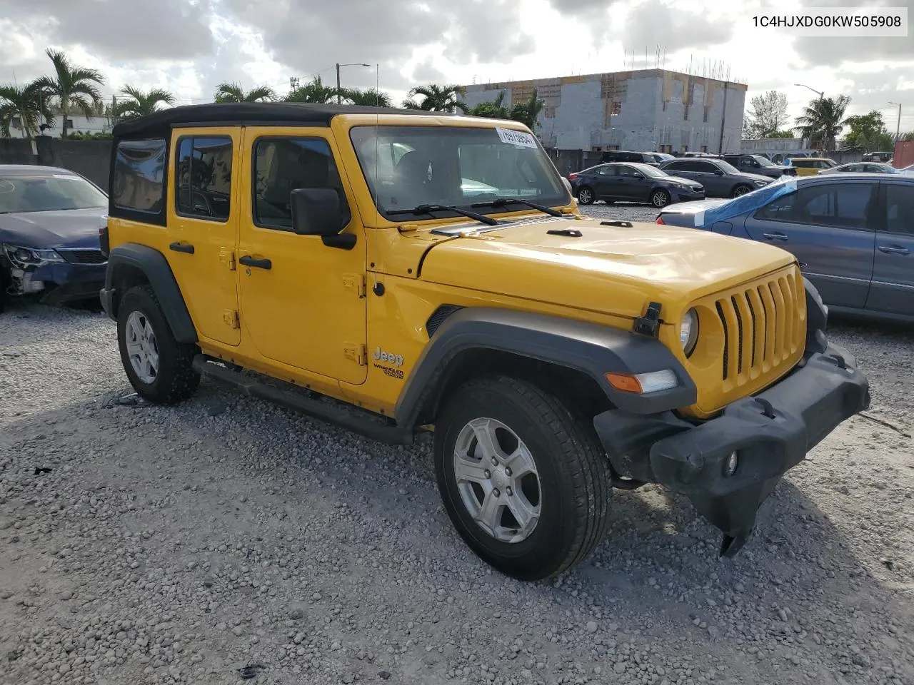 2019 Jeep Wrangler Unlimited Sport VIN: 1C4HJXDG0KW505908 Lot: 76975954