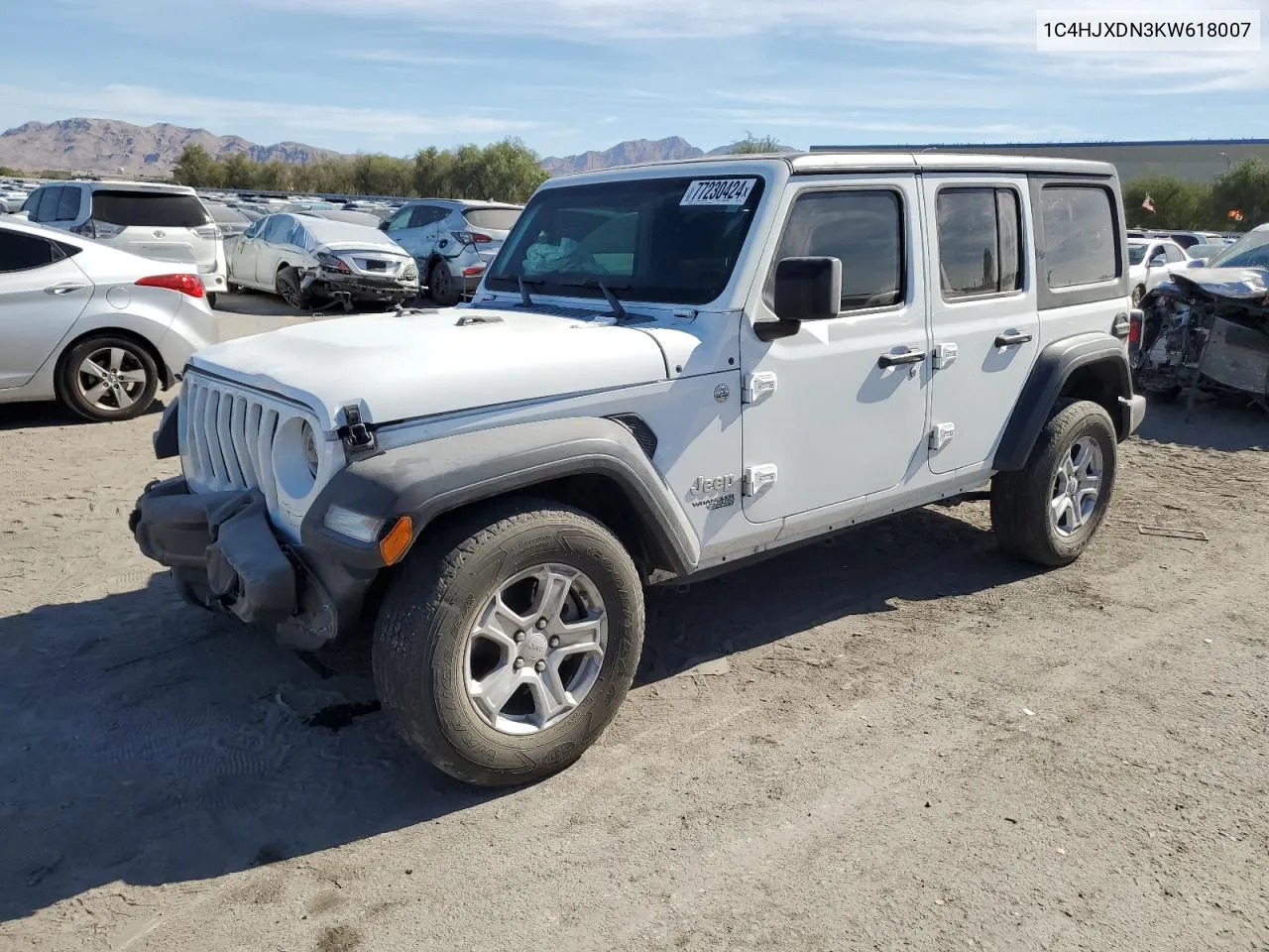 2019 Jeep Wrangler Unlimited Sport VIN: 1C4HJXDN3KW618007 Lot: 77230424