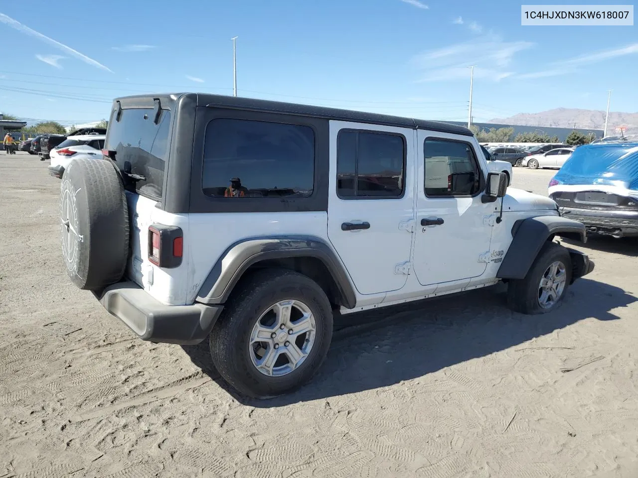 2019 Jeep Wrangler Unlimited Sport VIN: 1C4HJXDN3KW618007 Lot: 77230424