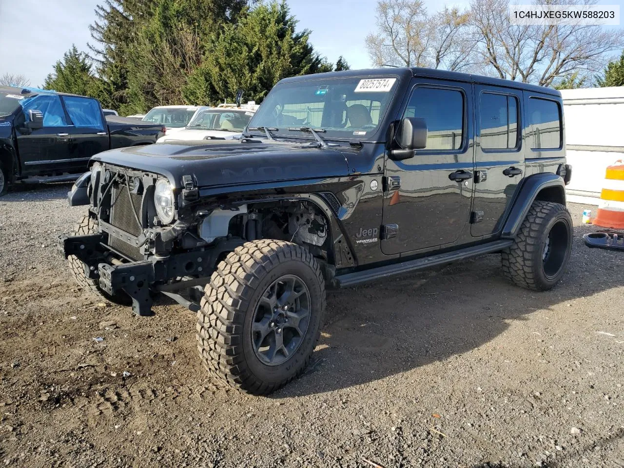 2019 Jeep Wrangler Unlimited Sahara VIN: 1C4HJXEG5KW588203 Lot: 80257574