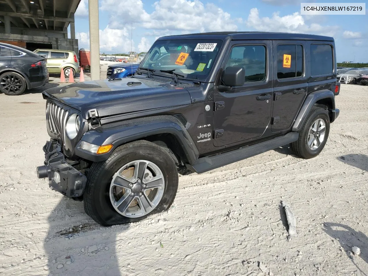 2020 Jeep Wrangler Unlimited Sahara VIN: 1C4HJXEN8LW167219 Lot: 52201323