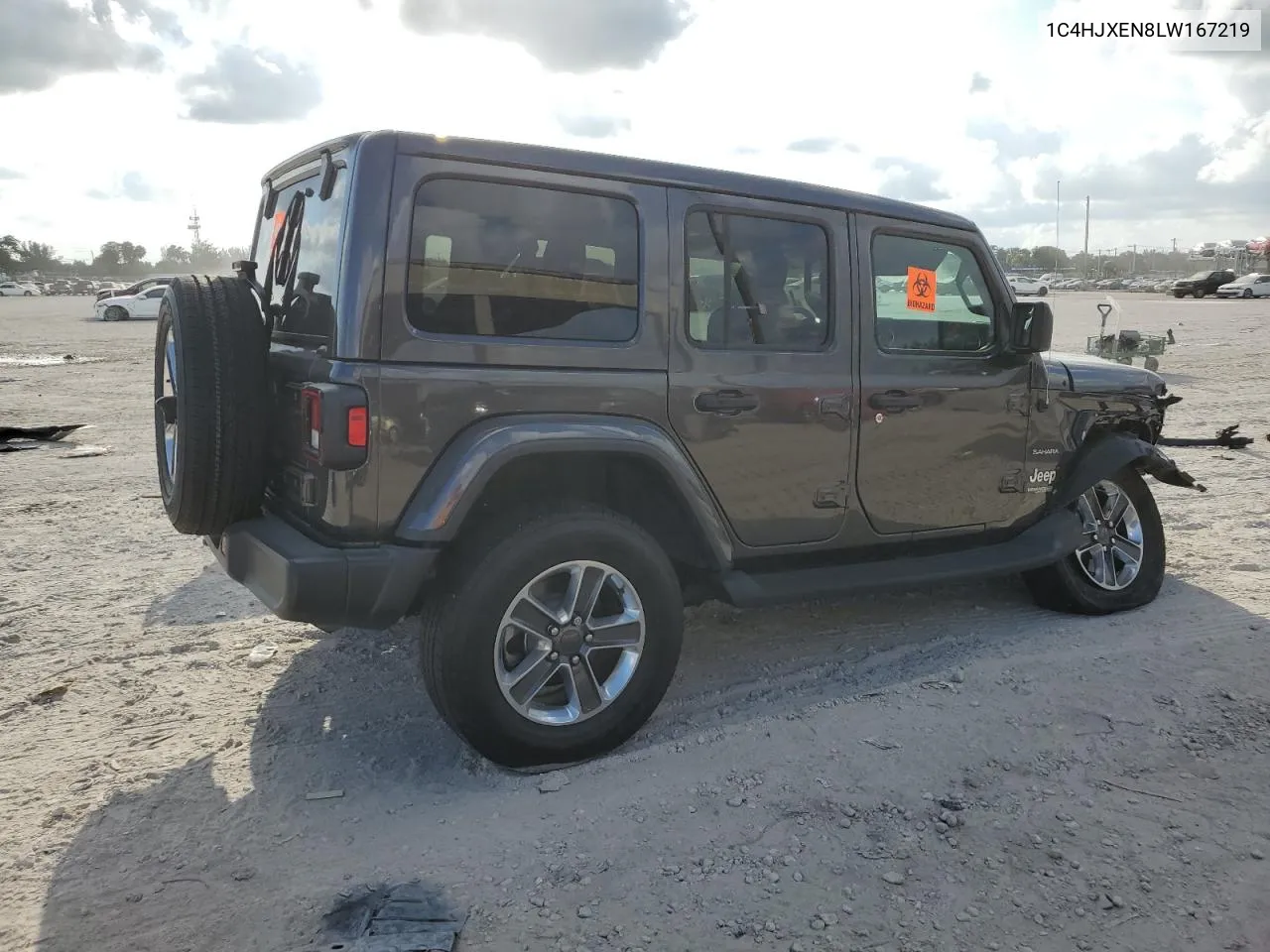 2020 Jeep Wrangler Unlimited Sahara VIN: 1C4HJXEN8LW167219 Lot: 52201323