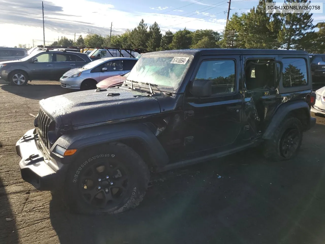 2020 Jeep Wrangler Unlimited Sport VIN: 1C4HJXDN8LW260758 Lot: 67418694