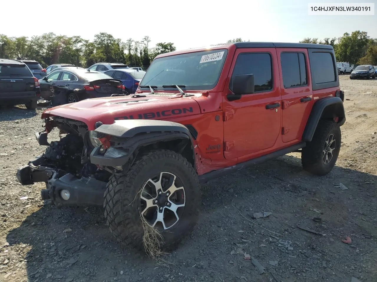 2020 Jeep Wrangler Unlimited Rubicon VIN: 1C4HJXFN3LW340191 Lot: 70510534