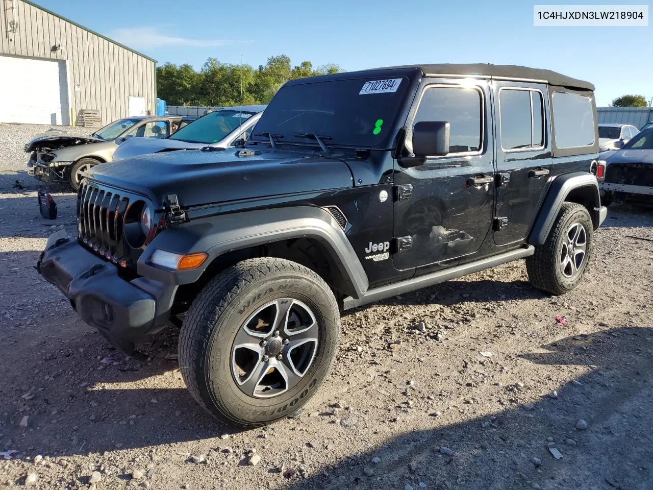 2020 Jeep Wrangler Unlimited Sport VIN: 1C4HJXDN3LW218904 Lot: 71027694