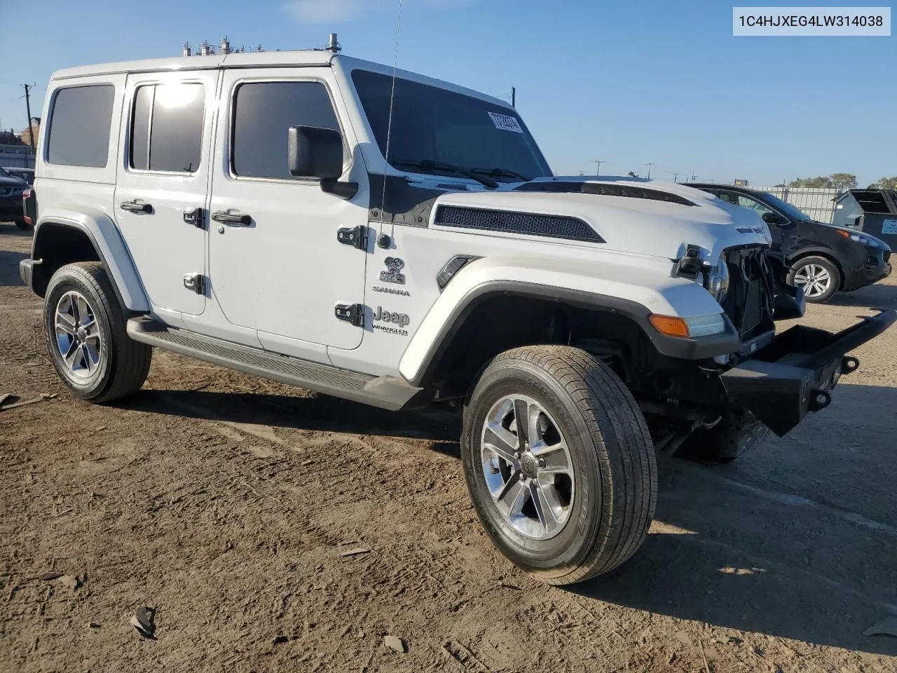 2020 Jeep Wrangler Unlimited Sahara VIN: 1C4HJXEG4LW314038 Lot: 73728374