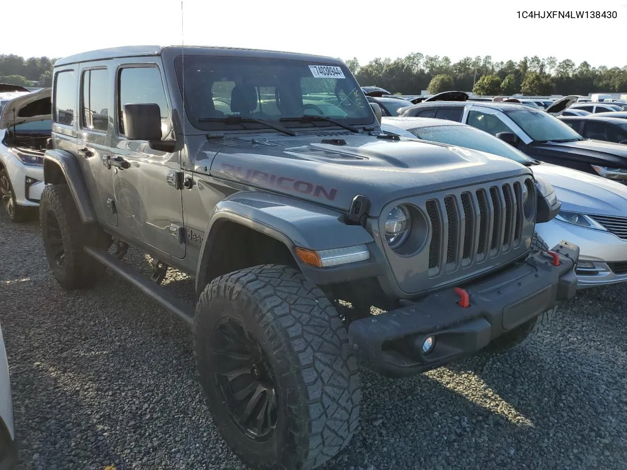 2020 Jeep Wrangler Unlimited Rubicon VIN: 1C4HJXFN4LW138430 Lot: 74038944