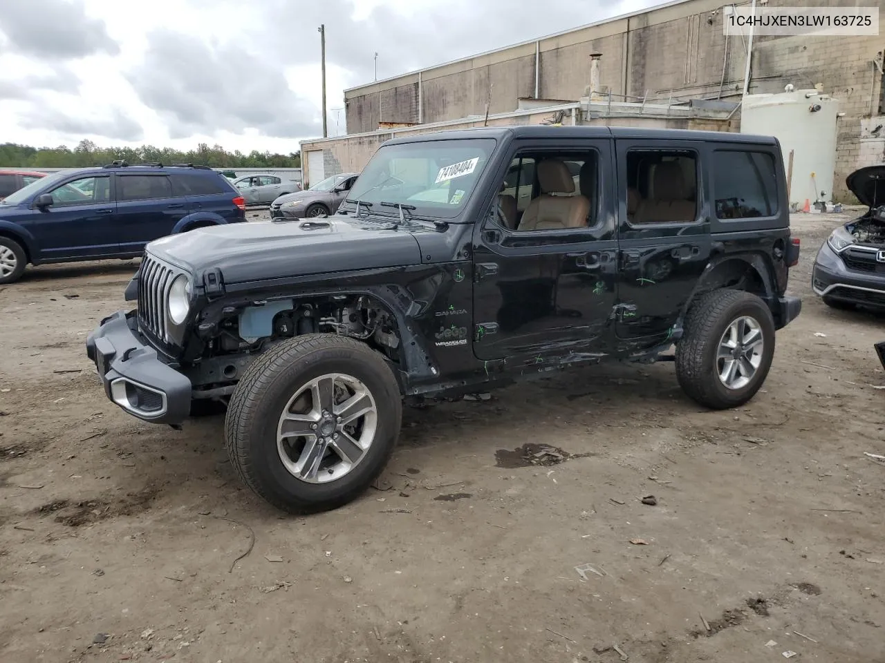 2020 Jeep Wrangler Unlimited Sahara VIN: 1C4HJXEN3LW163725 Lot: 74108404