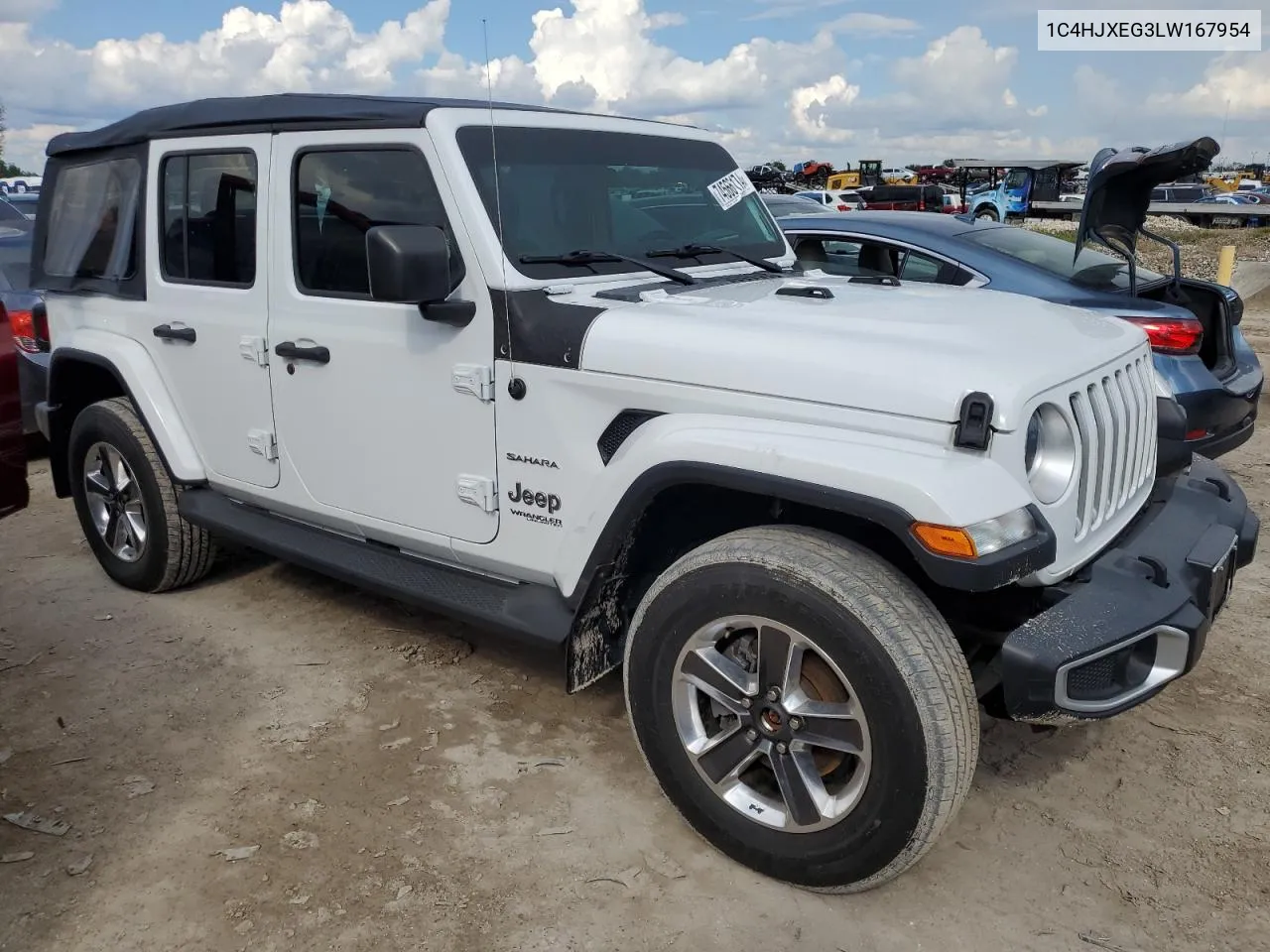 2020 Jeep Wrangler Unlimited Sahara VIN: 1C4HJXEG3LW167954 Lot: 74566174