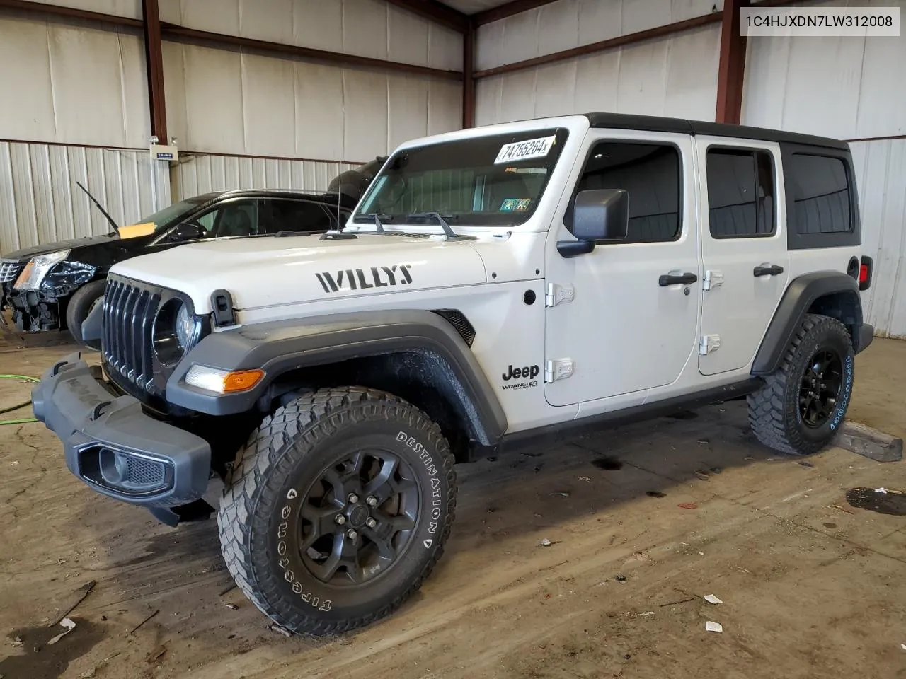 1C4HJXDN7LW312008 2020 Jeep Wrangler Unlimited Sport