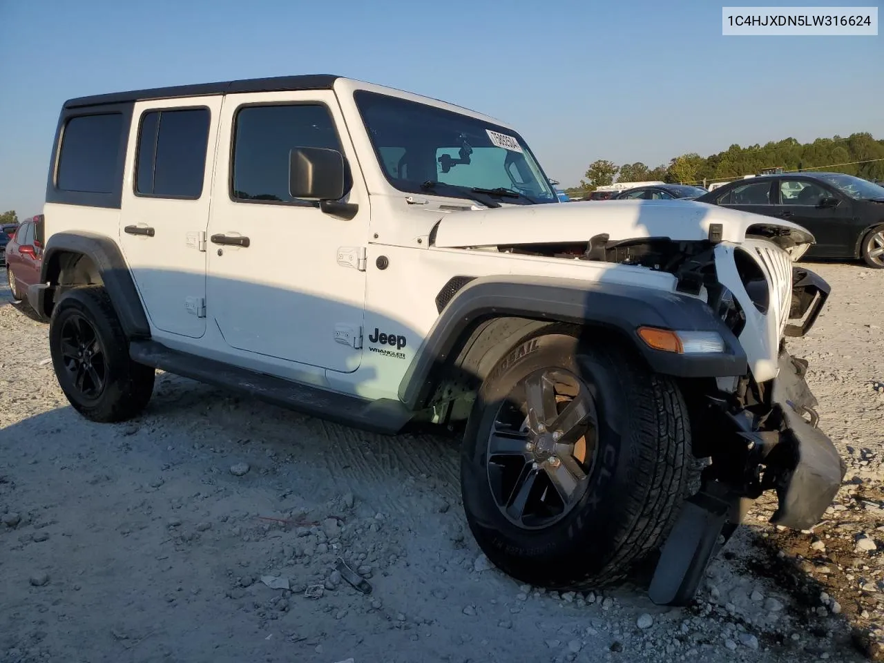 2020 Jeep Wrangler Unlimited Sport VIN: 1C4HJXDN5LW316624 Lot: 75892504