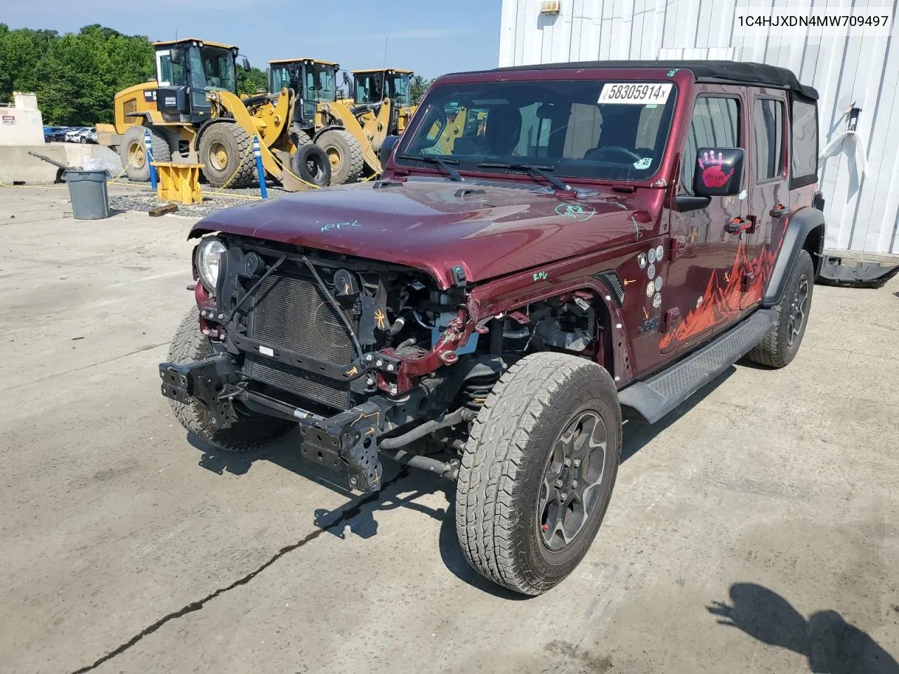 2021 Jeep Wrangler Unlimited Sport VIN: 1C4HJXDN4MW709497 Lot: 58305914