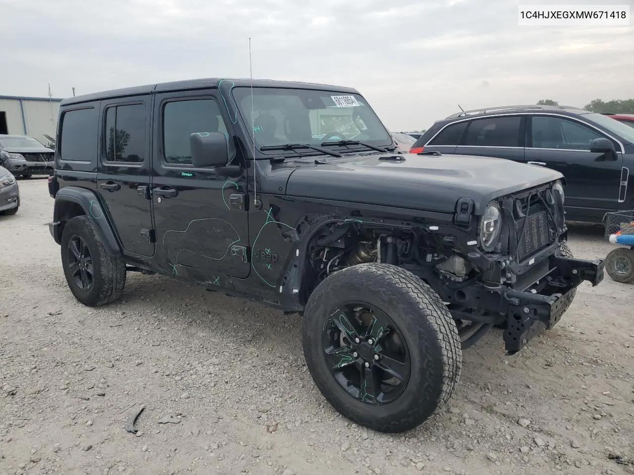 2021 Jeep Wrangler Unlimited Sahara VIN: 1C4HJXEGXMW671418 Lot: 68116854