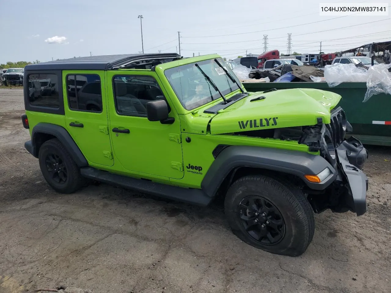 1C4HJXDN2MW837141 2021 Jeep Wrangler Unlimited Sport