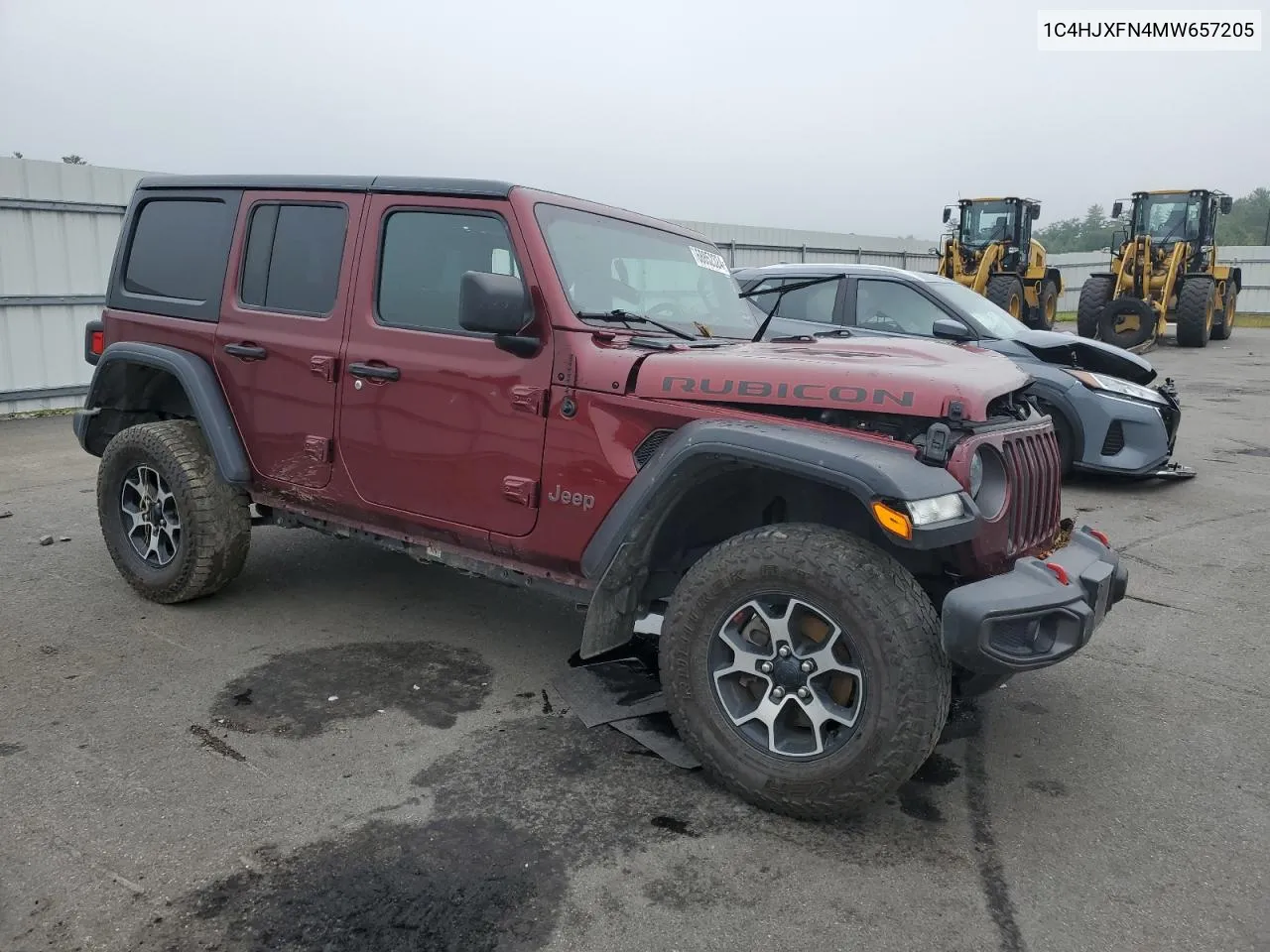 2021 Jeep Wrangler Unlimited Rubicon VIN: 1C4HJXFN4MW657205 Lot: 68852324