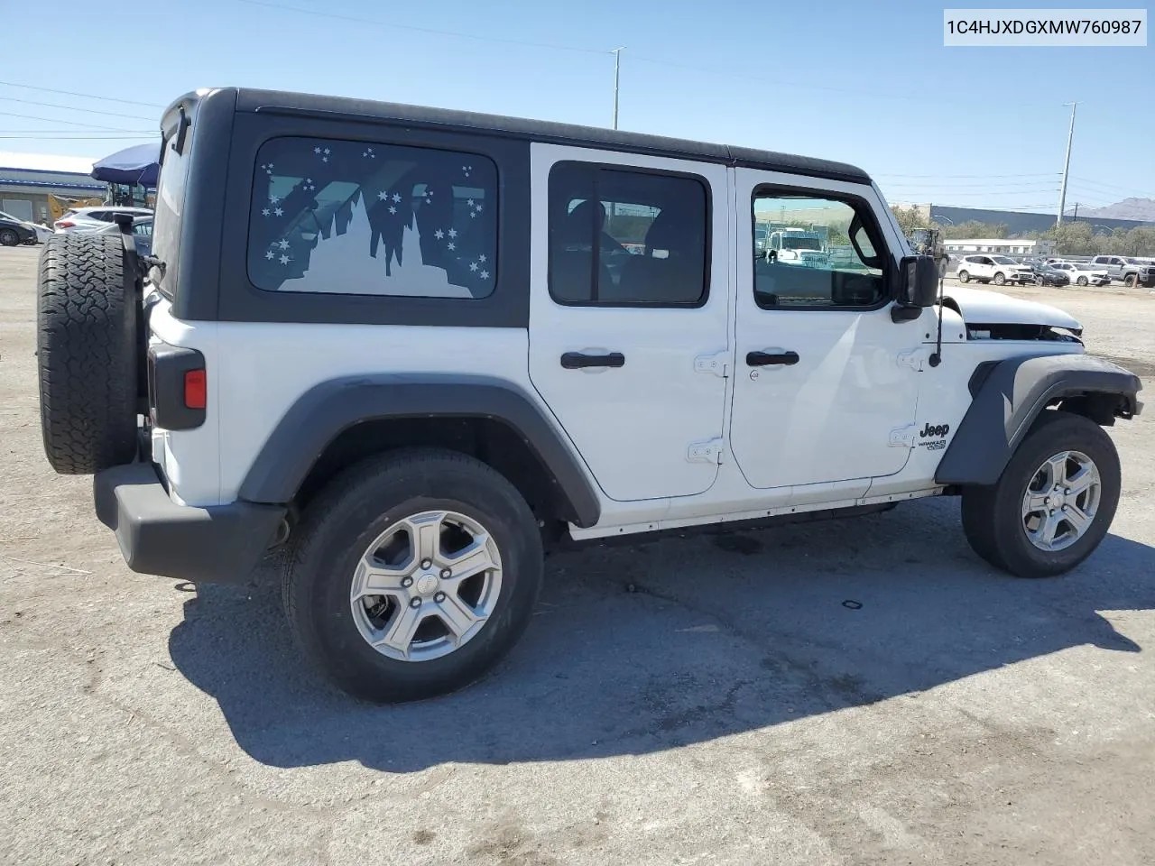 2021 Jeep Wrangler Unlimited Sport VIN: 1C4HJXDGXMW760987 Lot: 69411444