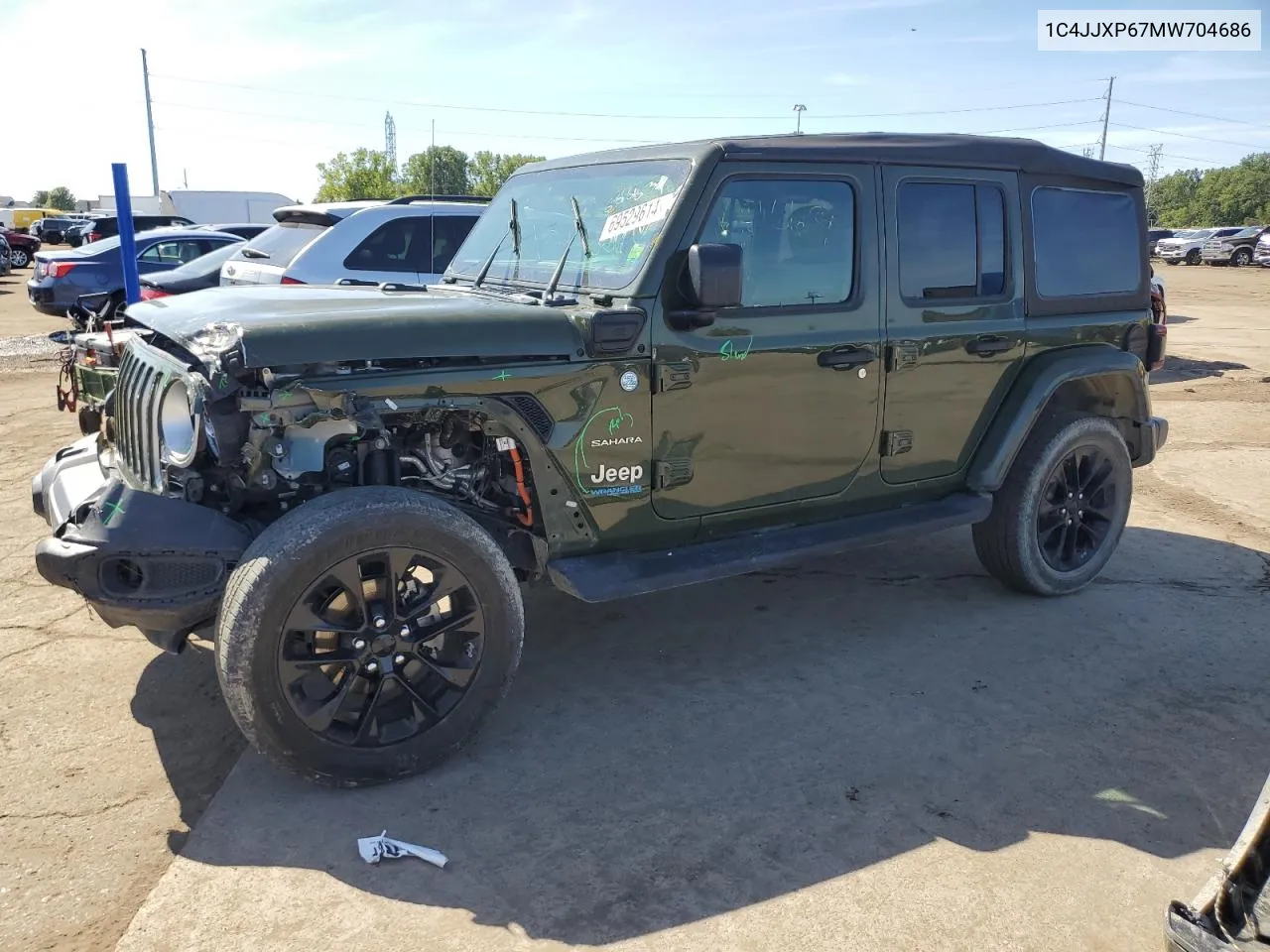 2021 Jeep Wrangler Unlimited Sahara 4Xe VIN: 1C4JJXP67MW704686 Lot: 69529614