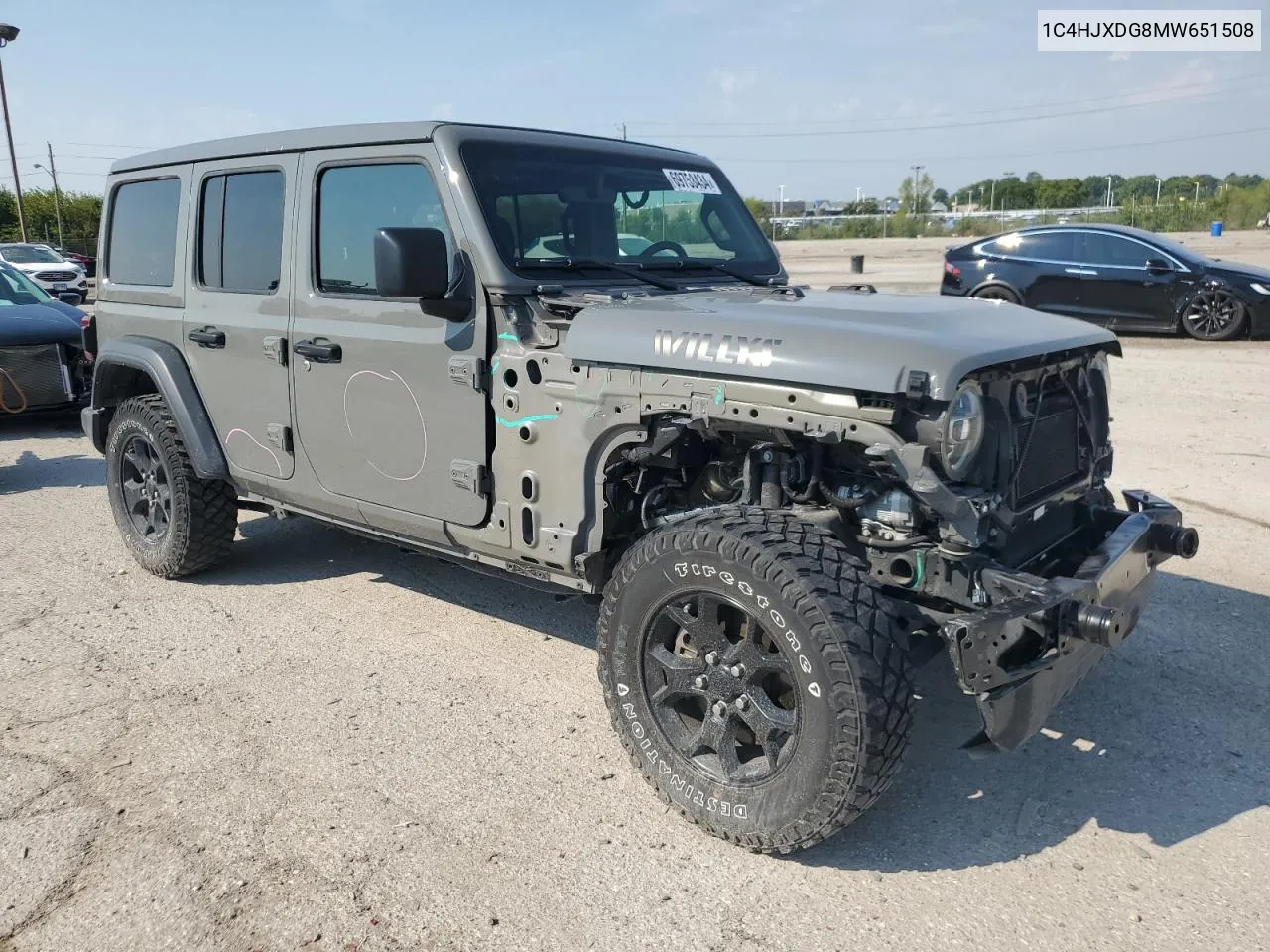 2021 Jeep Wrangler Unlimited Sport VIN: 1C4HJXDG8MW651508 Lot: 69758434