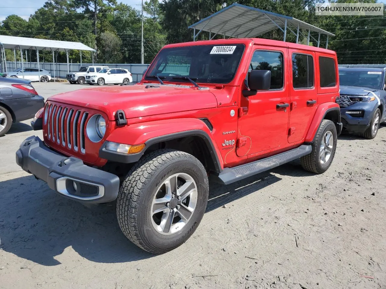 2021 Jeep Wrangler Unlimited Sahara VIN: 1C4HJXEN3MW706007 Lot: 70006034