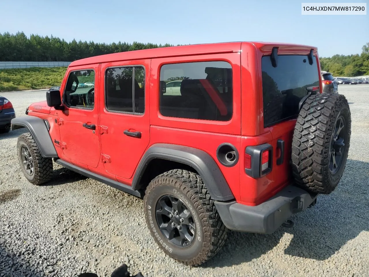 1C4HJXDN7MW817290 2021 Jeep Wrangler Unlimited Sport