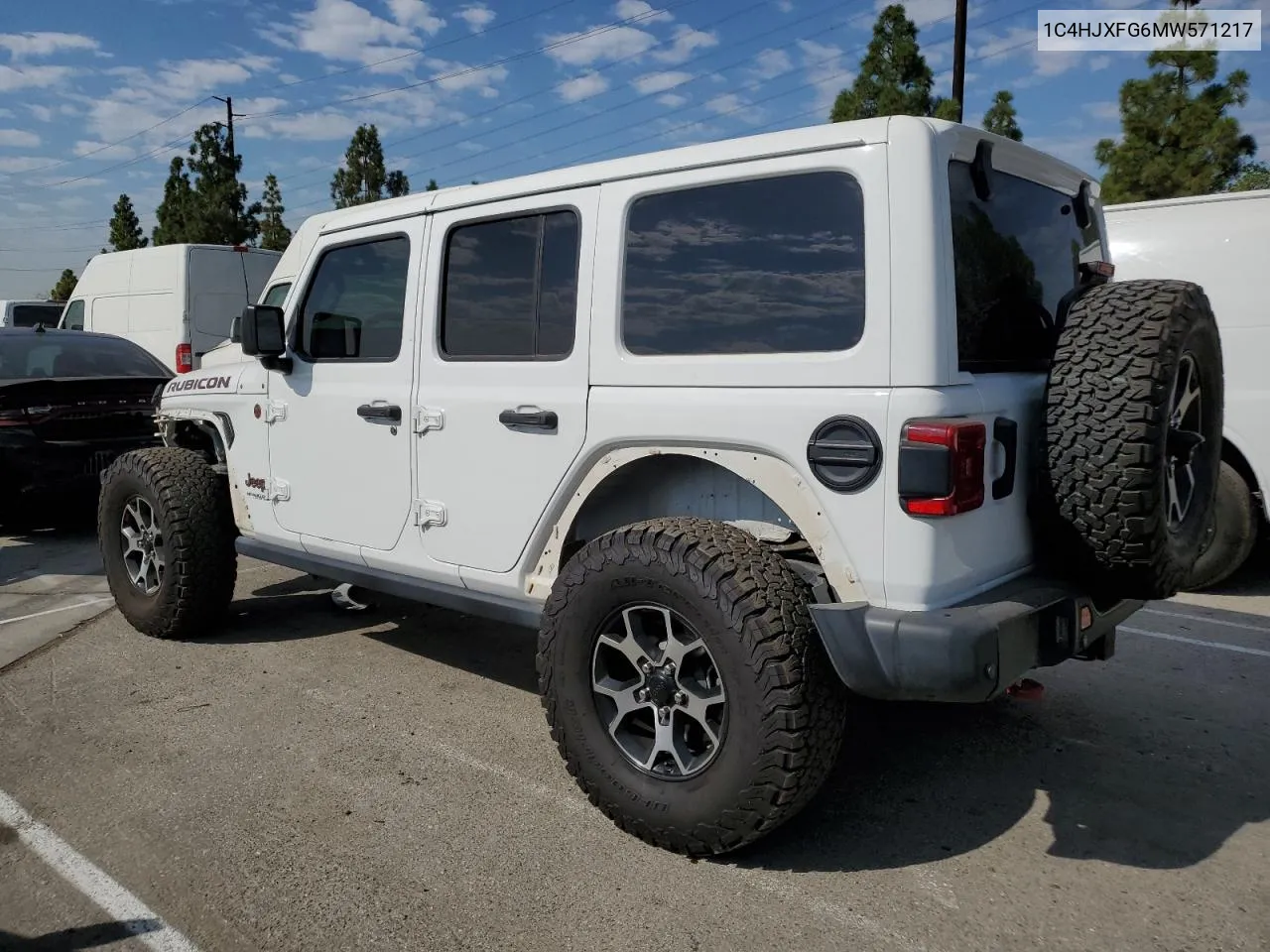 2021 Jeep Wrangler Unlimited Rubicon VIN: 1C4HJXFG6MW571217 Lot: 70638804