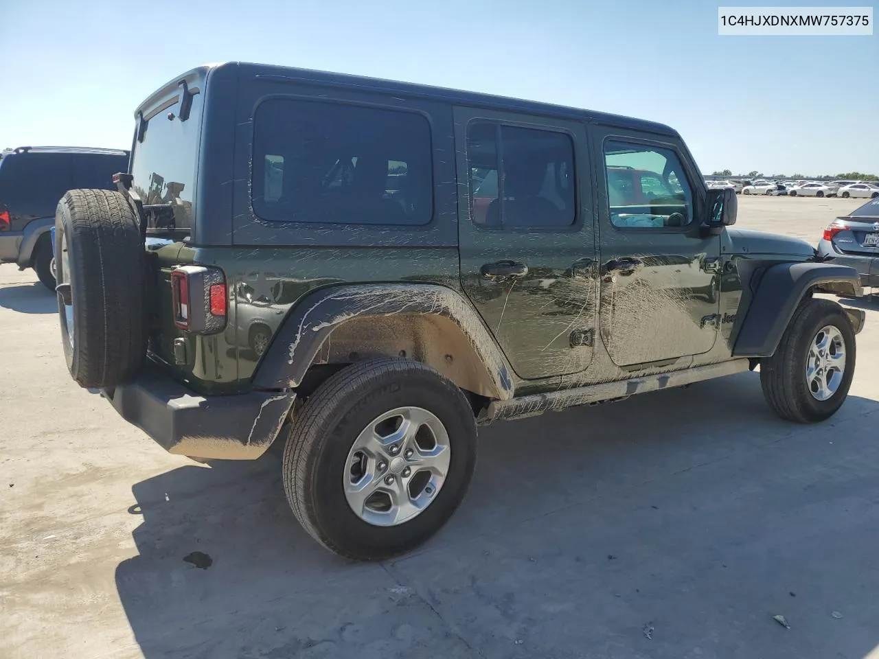 2021 Jeep Wrangler Unlimited Sport VIN: 1C4HJXDNXMW757375 Lot: 70824034