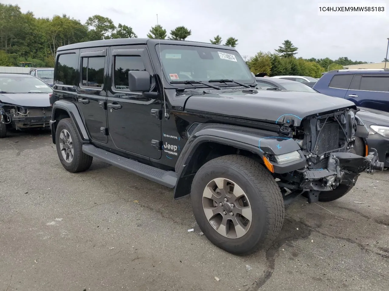 2021 Jeep Wrangler Unlimited Sahara VIN: 1C4HJXEM9MW585183 Lot: 71749574