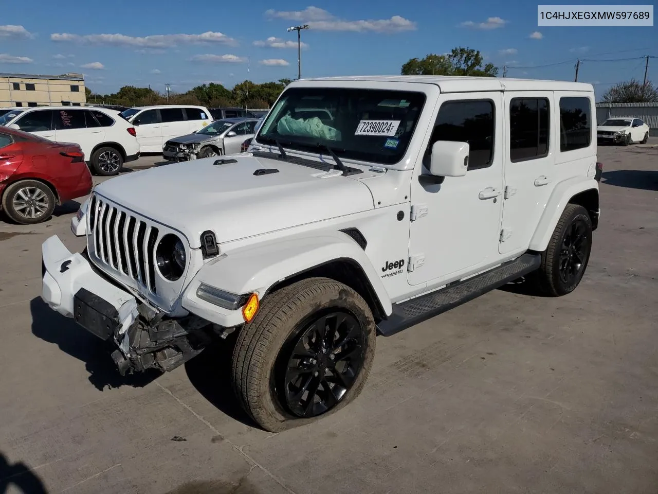 2021 Jeep Wrangler Unlimited Sahara VIN: 1C4HJXEGXMW597689 Lot: 72390024