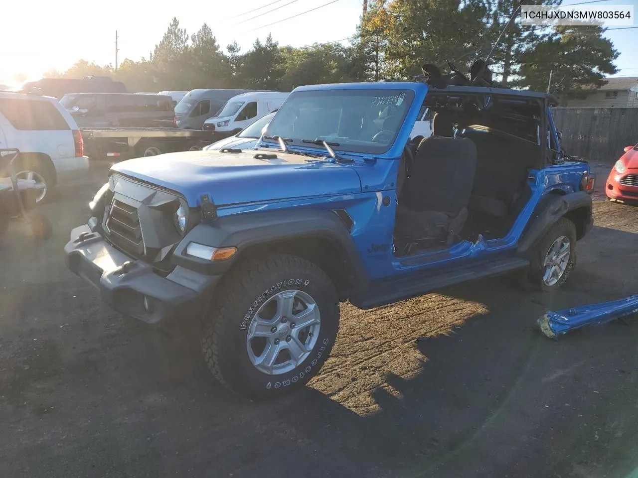 2021 Jeep Wrangler Unlimited Sport VIN: 1C4HJXDN3MW803564 Lot: 72647814