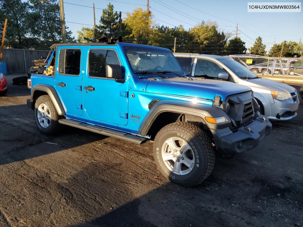 2021 Jeep Wrangler Unlimited Sport VIN: 1C4HJXDN3MW803564 Lot: 72647814