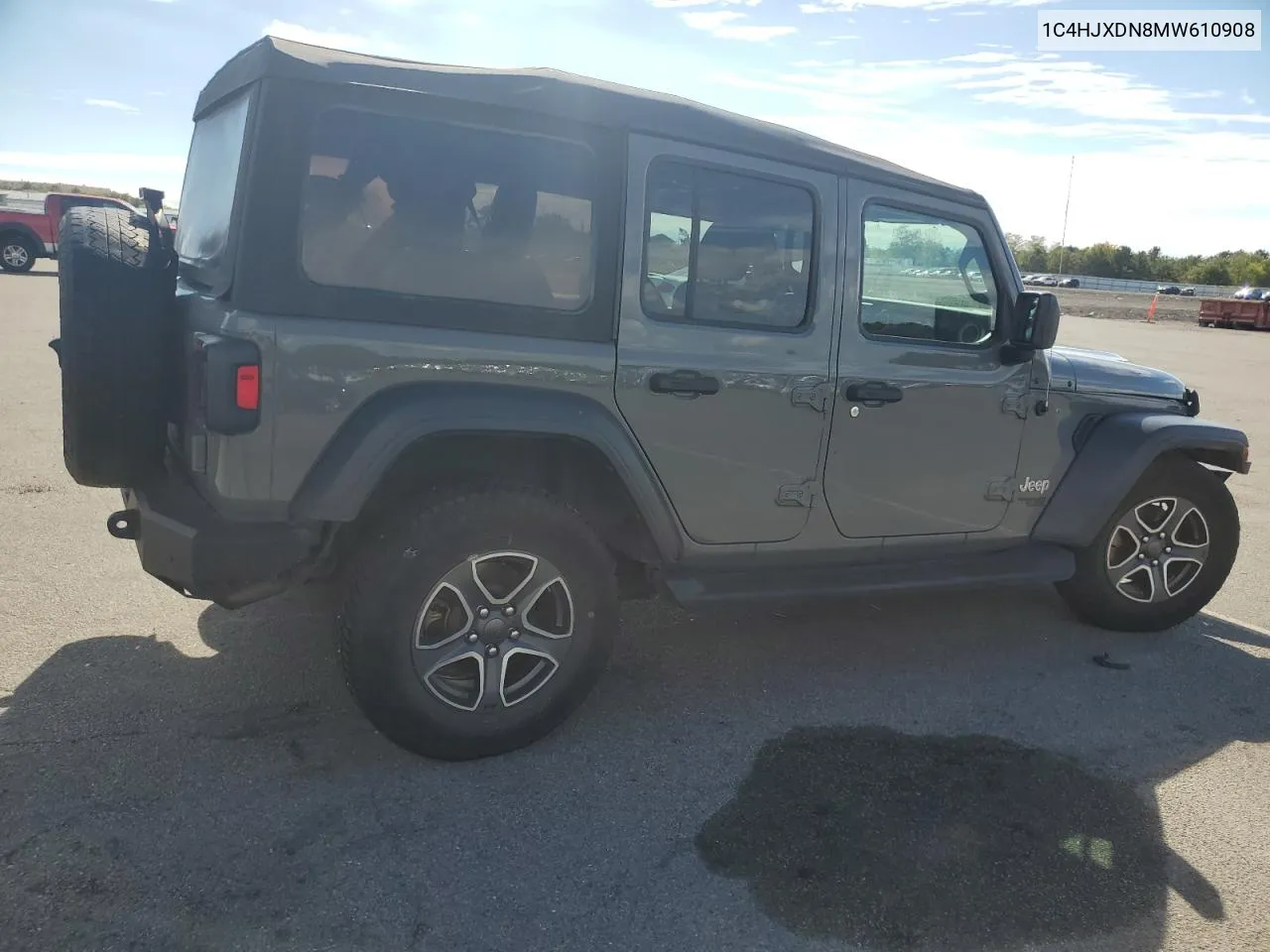 2021 Jeep Wrangler Unlimited Sport VIN: 1C4HJXDN8MW610908 Lot: 72888214