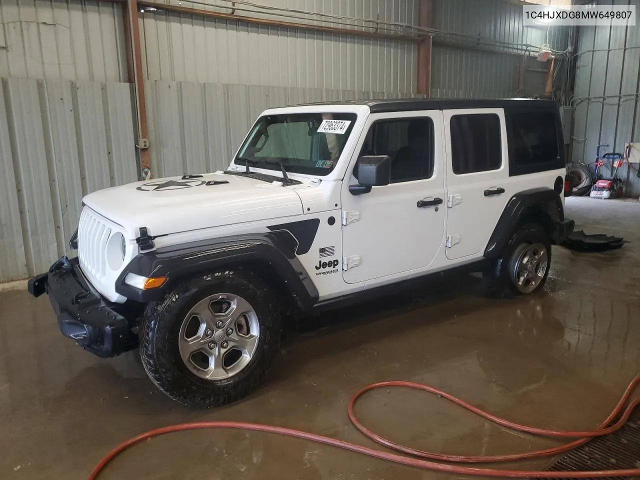 2021 Jeep Wrangler Unlimited Sport VIN: 1C4HJXDG8MW649807 Lot: 72963374