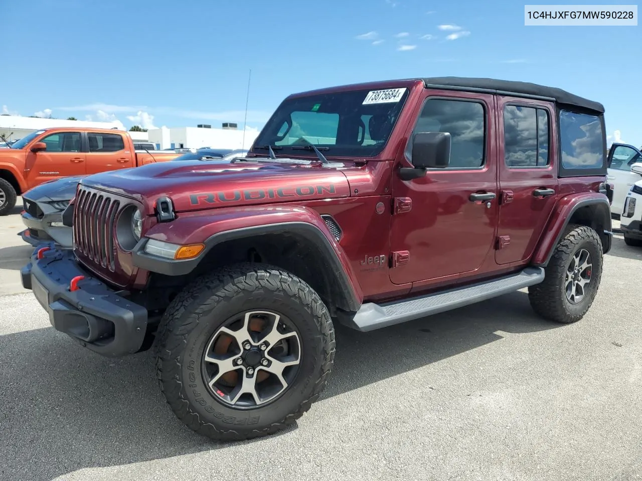 2021 Jeep Wrangler Unlimited Rubicon VIN: 1C4HJXFG7MW590228 Lot: 73875684