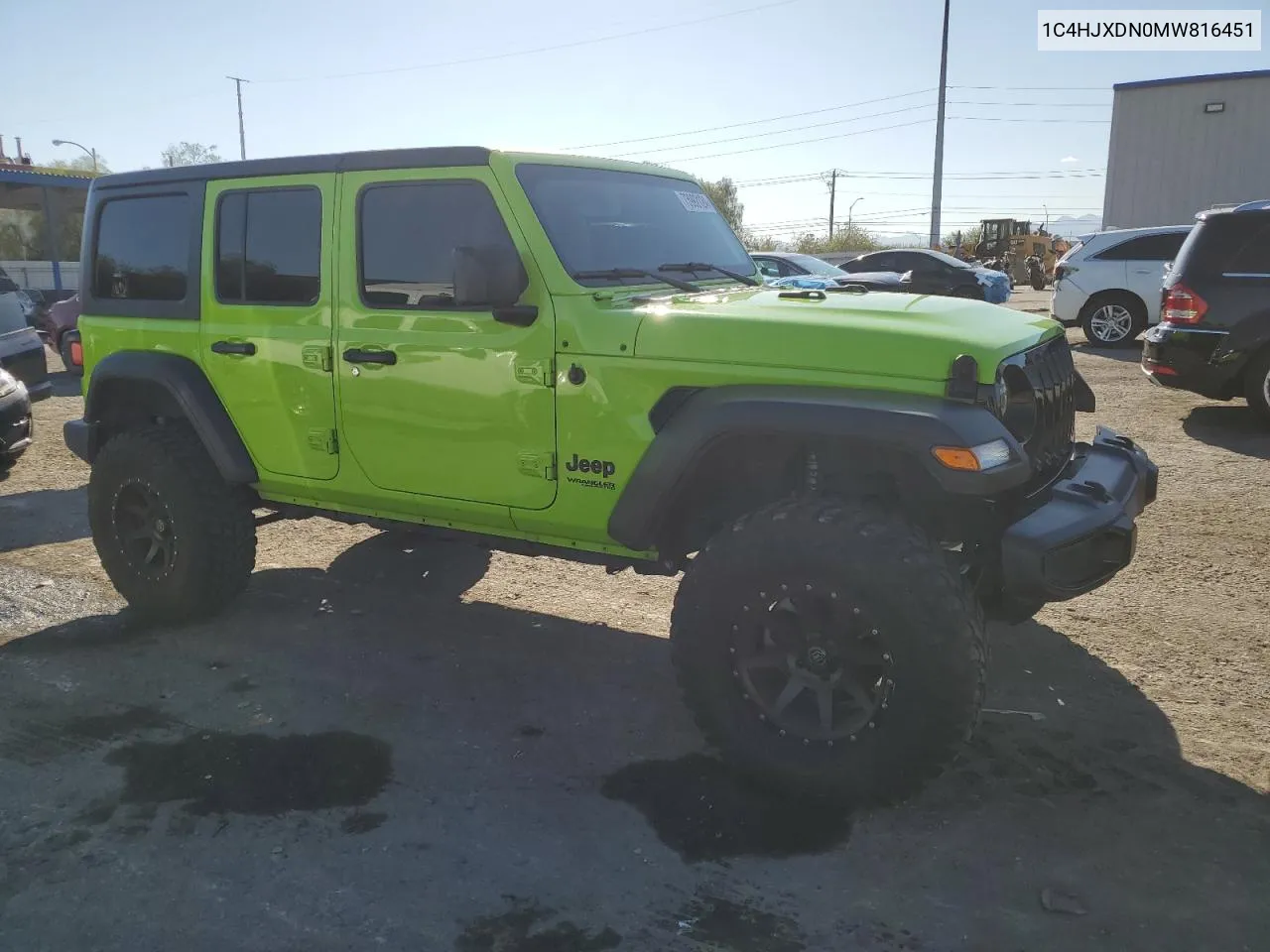 1C4HJXDN0MW816451 2021 Jeep Wrangler Unlimited Sport