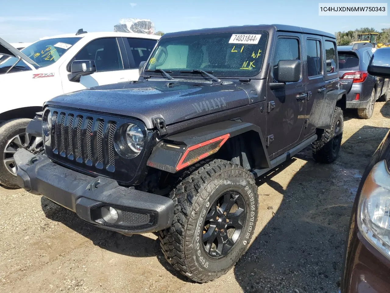 2021 Jeep Wrangler Unlimited Sport VIN: 1C4HJXDN6MW750343 Lot: 74031844