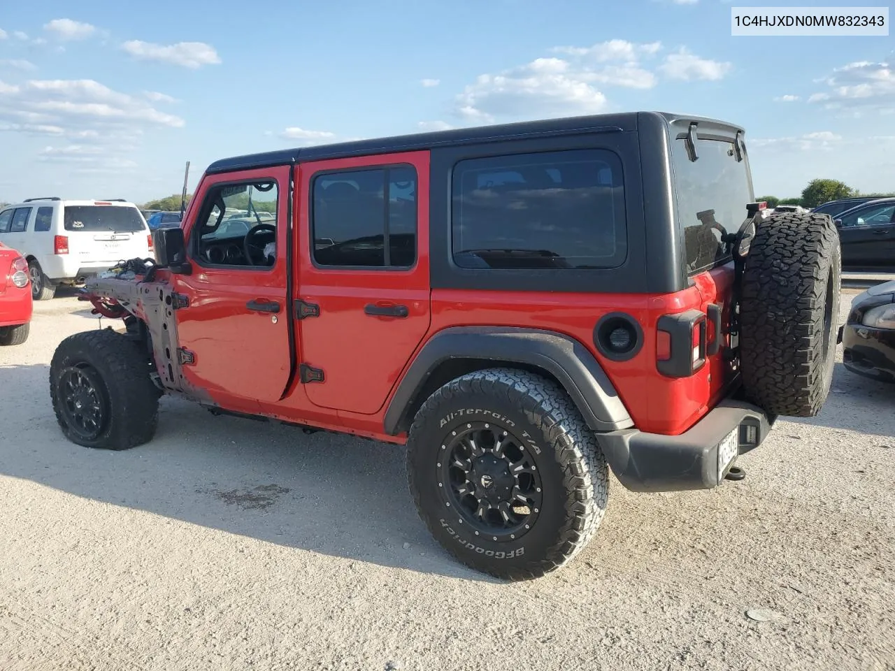 2021 Jeep Wrangler Unlimited Sport VIN: 1C4HJXDN0MW832343 Lot: 74103224