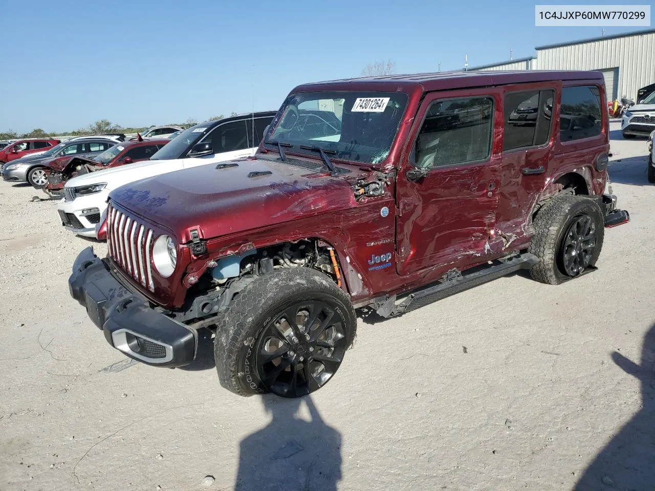 2021 Jeep Wrangler Unlimited Sahara 4Xe VIN: 1C4JJXP60MW770299 Lot: 74301264