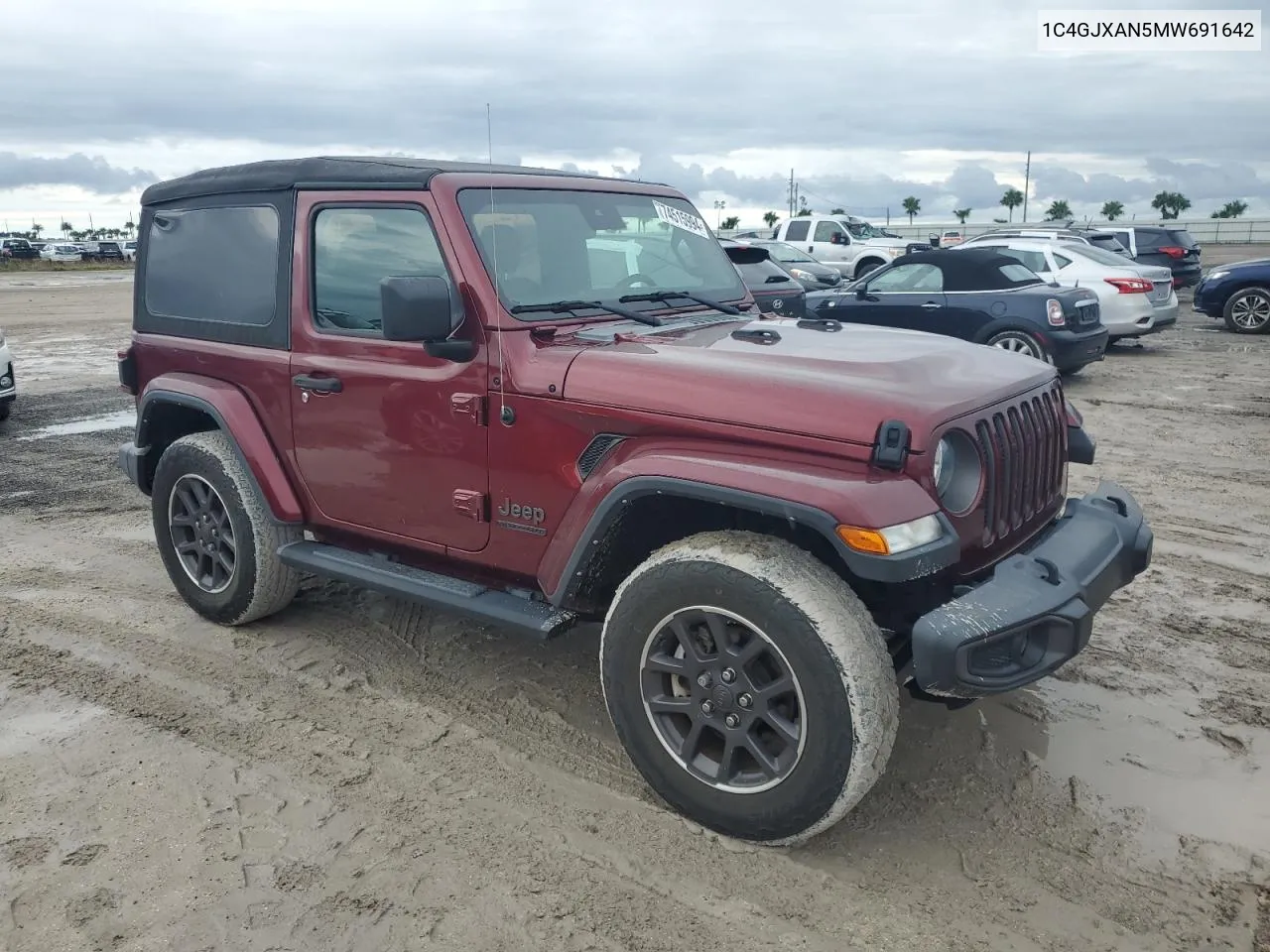 2021 Jeep Wrangler Sport VIN: 1C4GJXAN5MW691642 Lot: 74515994