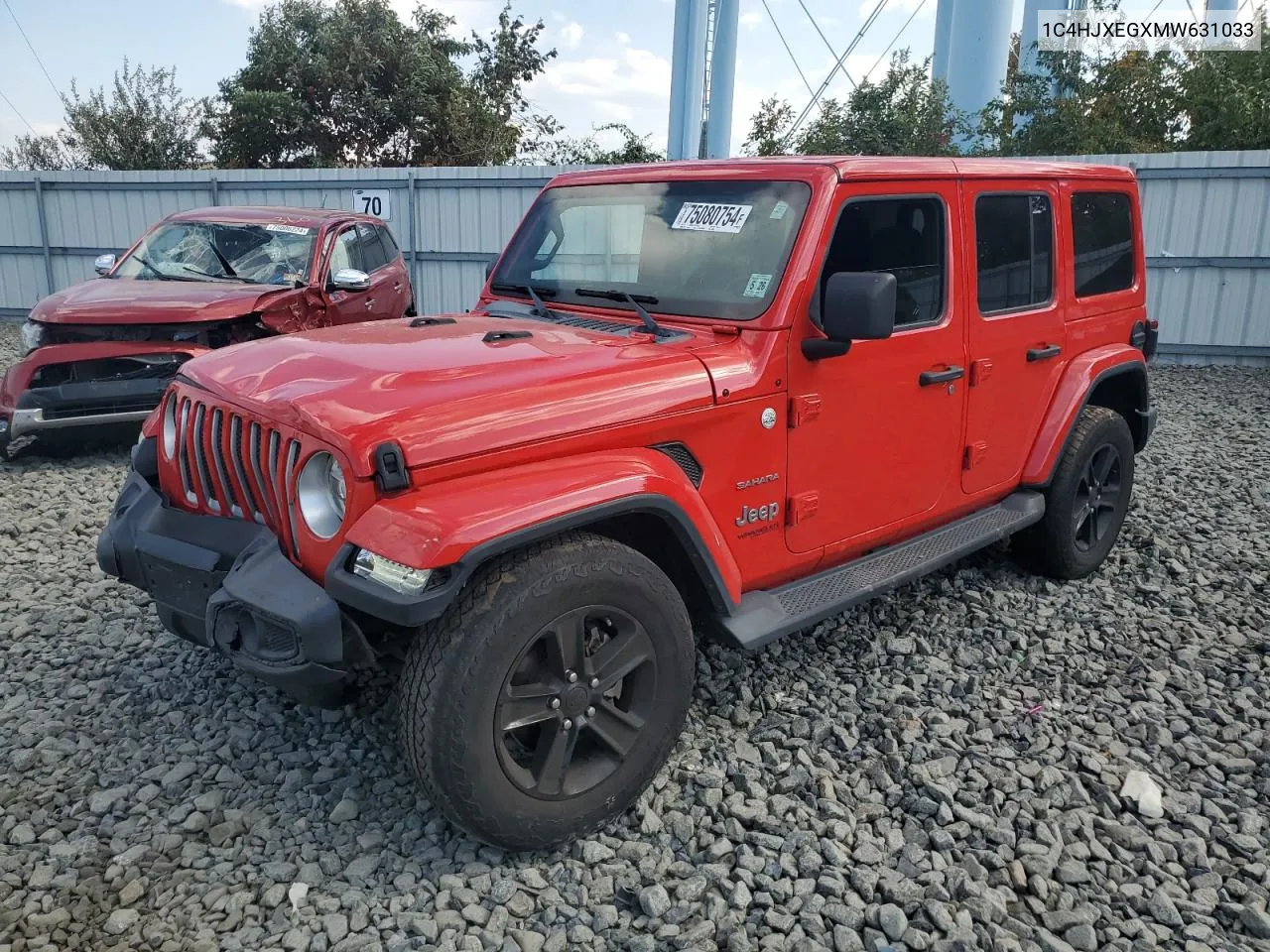 2021 Jeep Wrangler Unlimited Sahara VIN: 1C4HJXEGXMW631033 Lot: 75080754