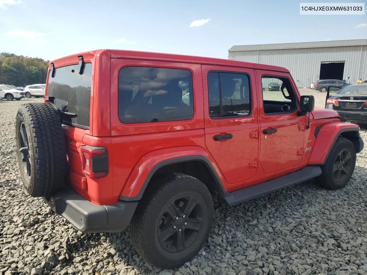 2021 Jeep Wrangler Unlimited Sahara VIN: 1C4HJXEGXMW631033 Lot: 75080754