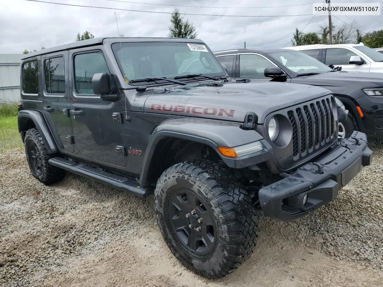 2021 Jeep Wrangler Unlimited Rubicon VIN: 1C4HJXFGXMW511067 Lot: 75454034