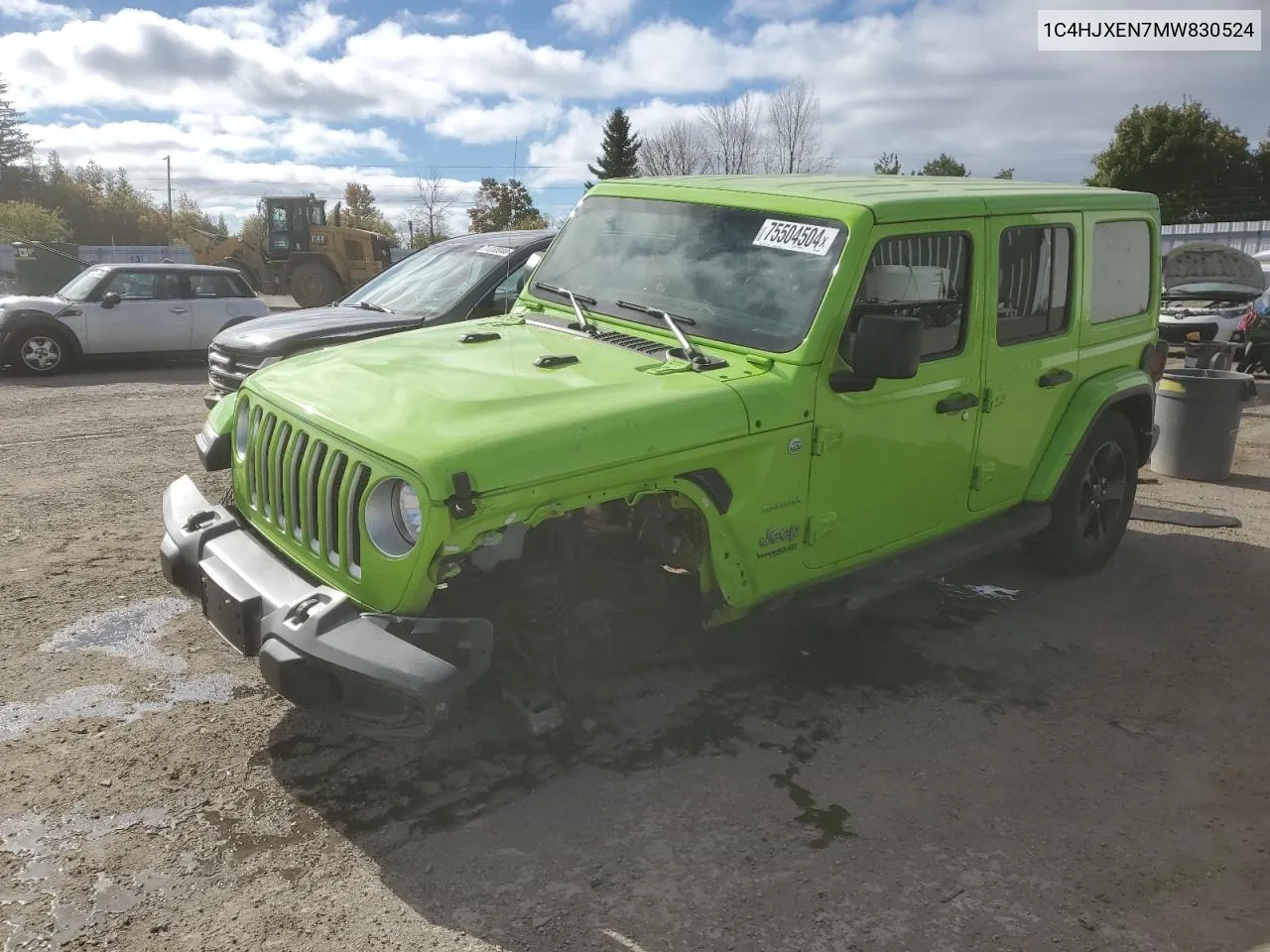 2021 Jeep Wrangler Unlimited Sahara VIN: 1C4HJXEN7MW830524 Lot: 75504504