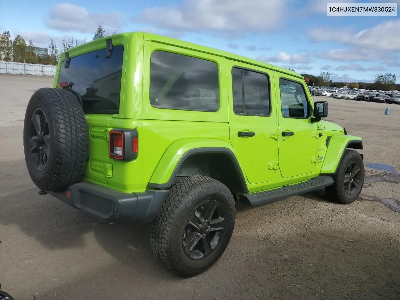 2021 Jeep Wrangler Unlimited Sahara VIN: 1C4HJXEN7MW830524 Lot: 75504504