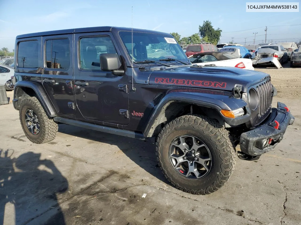 2021 Jeep Wrangler Unlimited Rubicon VIN: 1C4JJXFM4MW538143 Lot: 75859084