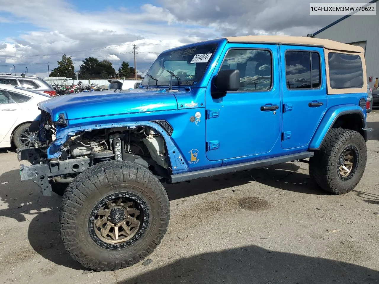 2021 Jeep Wrangler Unlimited Sahara VIN: 1C4HJXEM3MW770622 Lot: 76144874