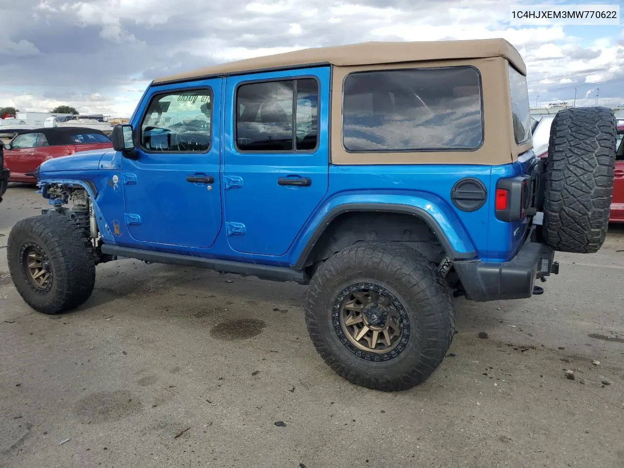 2021 Jeep Wrangler Unlimited Sahara VIN: 1C4HJXEM3MW770622 Lot: 76144874