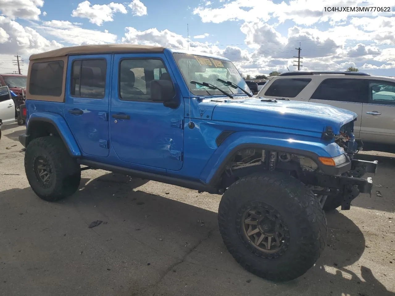 2021 Jeep Wrangler Unlimited Sahara VIN: 1C4HJXEM3MW770622 Lot: 76144874