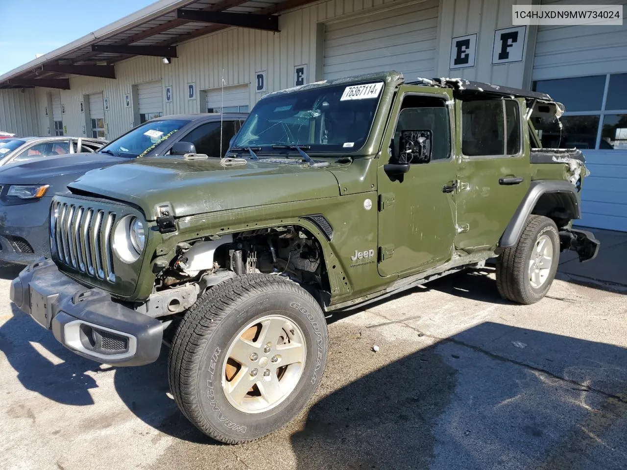 2021 Jeep Wrangler Unlimited Sport VIN: 1C4HJXDN9MW734024 Lot: 76367114